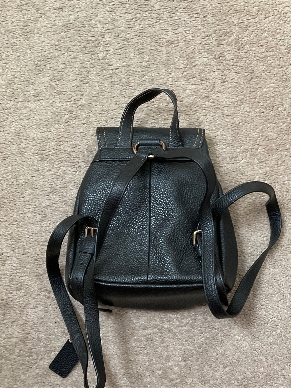 Coach Black Pebbled Leather Mini Backpack with Gold Accent - Picture 7 of 8